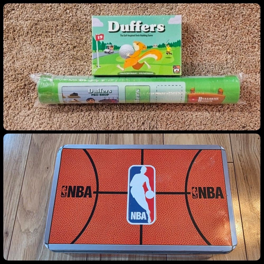 NBA 200 Chip Poker Set in Collector's Tin + Duffers Golf deck building Game